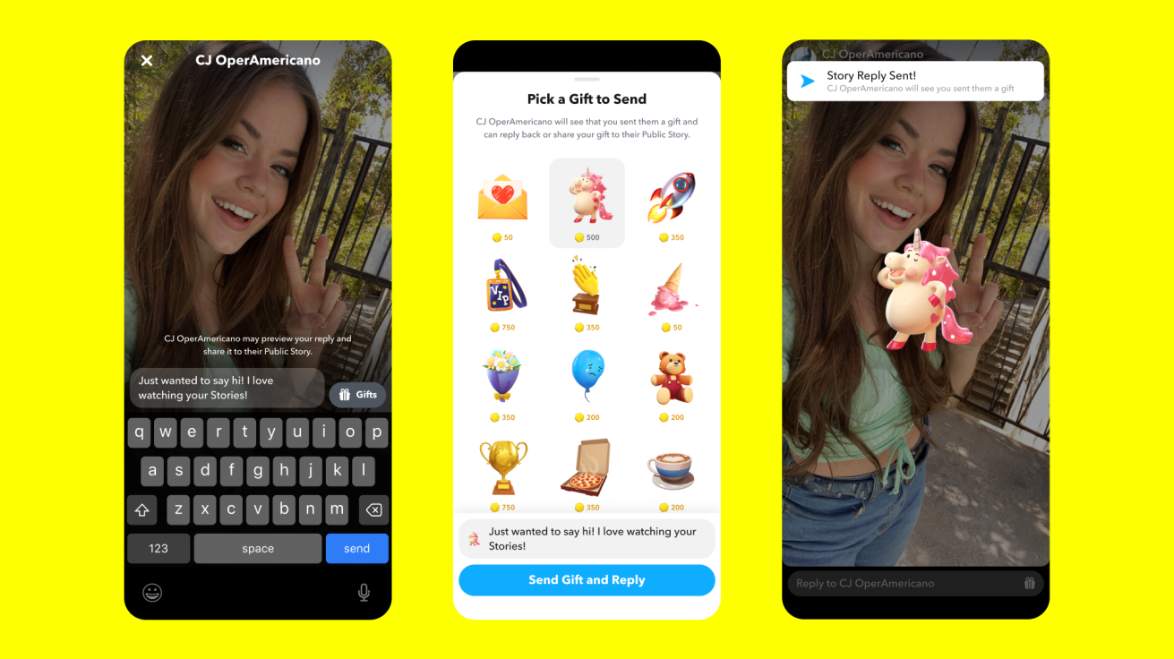 Snap has launched a new feature enabling social media stars to earn money from fans (Image: Snap)
