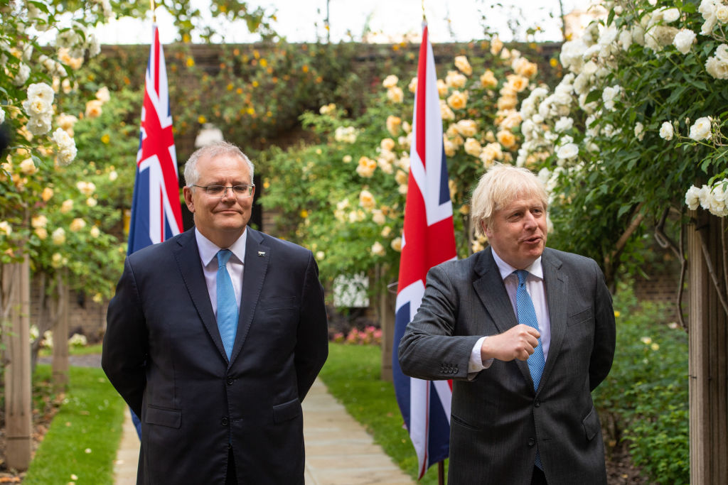 Boris Johnson Meets Australian PM At Downing Street To Tout Trade Deal