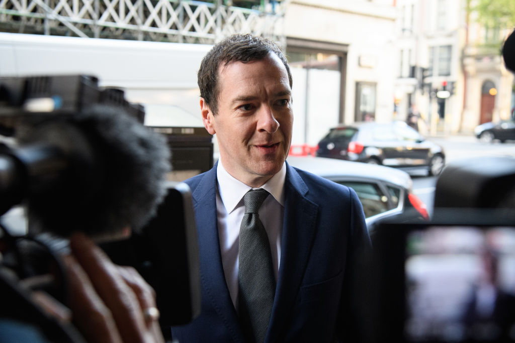 The Former Chancellor George Osborne Arrives At The Evening Standard Newspaper For His First Day As Editor