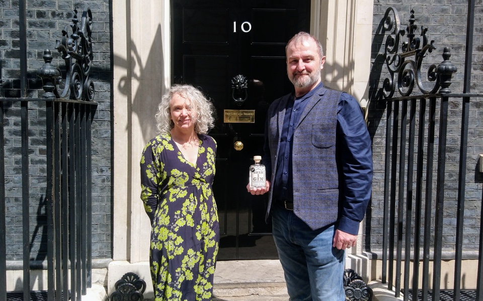 Shed 1 Distillery owners Zoe and Andy Arnold-Bennett, who recently met the Prime Minister in Downing Street to launch Together For Our Planet. They will celebrate World Gin Day.