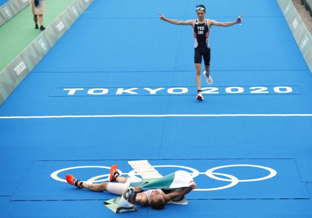 Alex Yee of Team GB took silver in the men's traithlon behind Norway's Kristian Blummenfelt