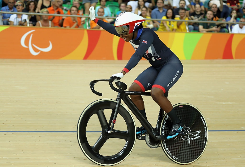 Kadeena Cox (pictured here at Rio 2016) defended the first of her two Paralympic titles in different sports in Tokyo today