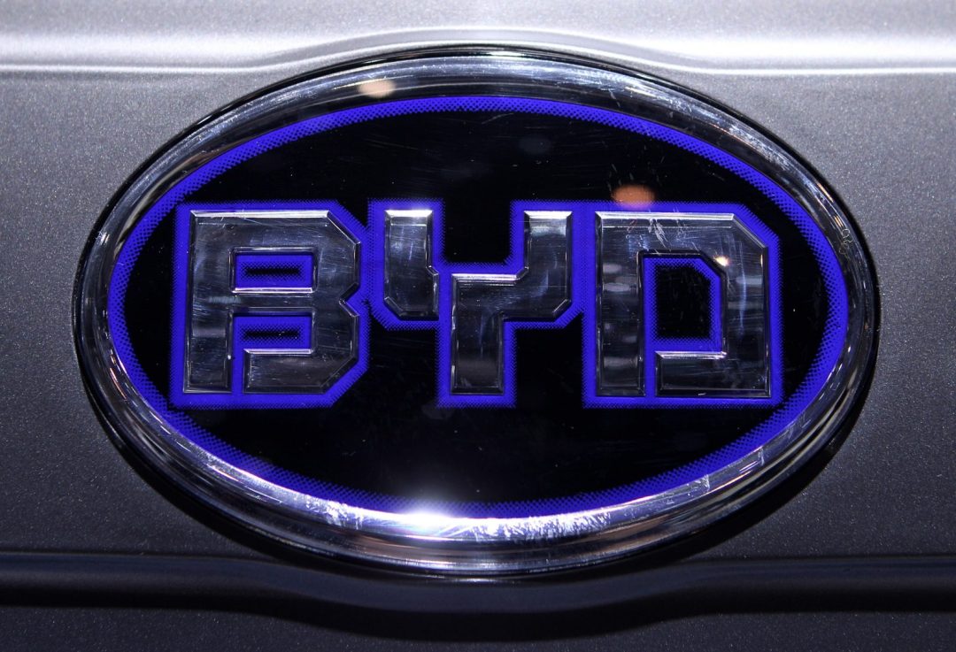 Chinese electric car maker BYD has been forced to suspend the IPO of its computer chip-making unit amid a regulatory investigation into its legal advisor.  (Photo by Miguel Villagran/Getty Images)