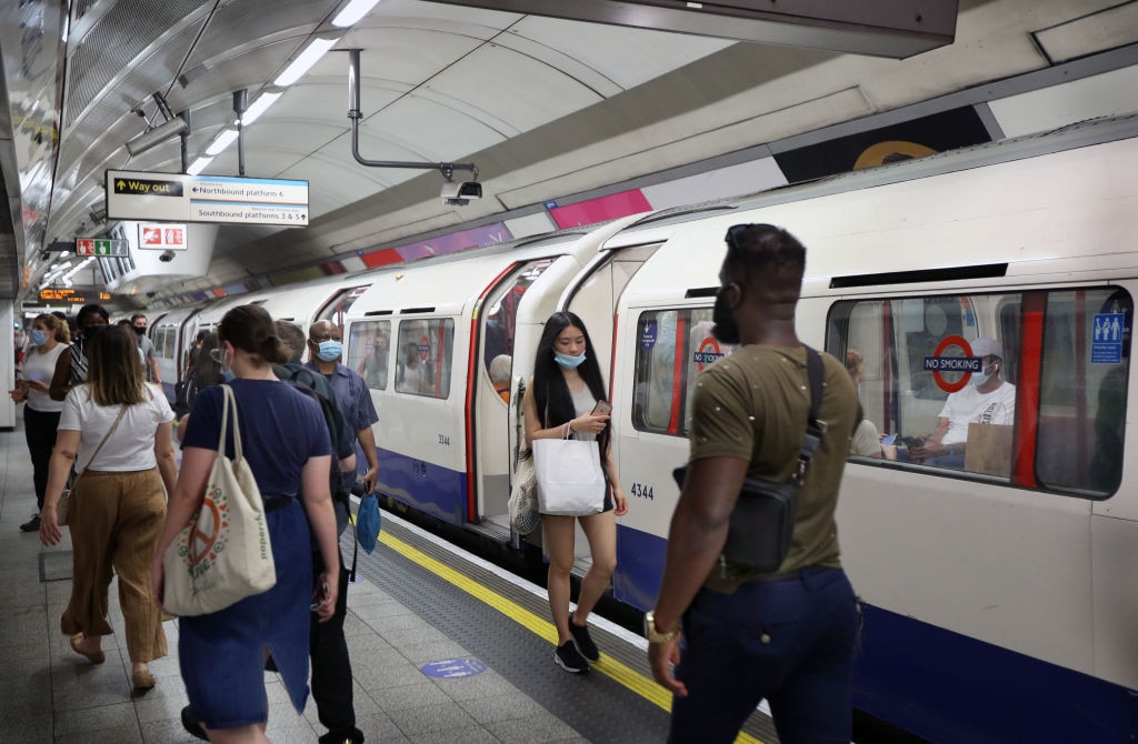 Canary Wharf also saw its peak number of passengers recently on August 19 when more than 45,000 people passed through the station. (Photo by Martin Pope/Getty Images)