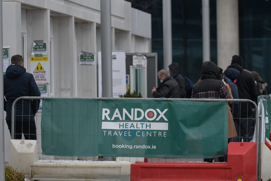 People seen waiting outside Randox's Travel Testing Centre (Getty Images)