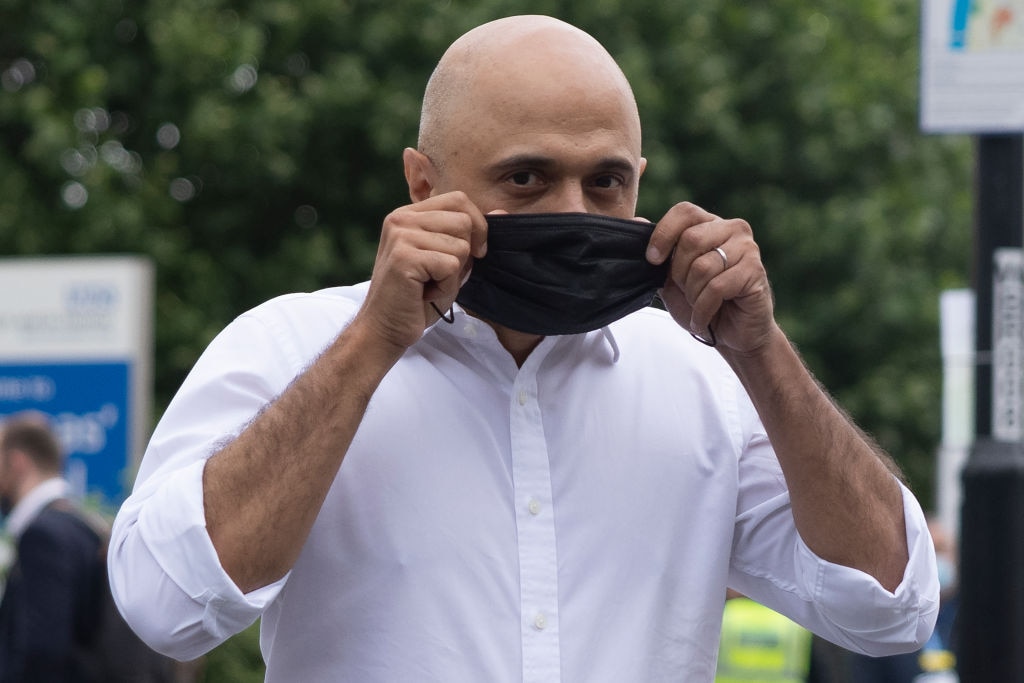 Health secretary Sajid Javid said he will continue to wear mask on packed Tube trains.(Photo by Dan Kitwood/Getty Images)