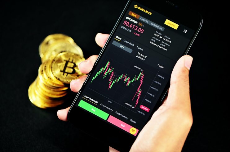 Bitcoin chart on phone screen