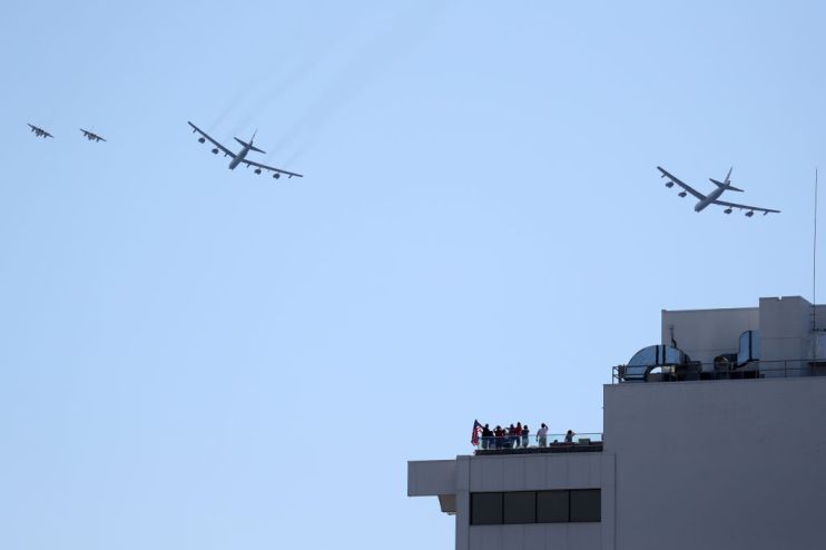 B-52 Bombers Fly Over New Orleans, LA Area As A Salute To First Responders