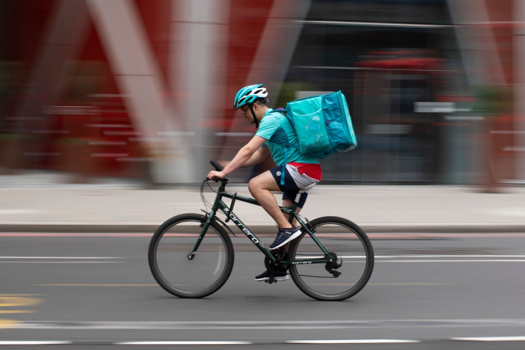 Deliveroo is now 50 per cent down on its offer price after a return to dining out and Brits clamping down on takeaways knocked the firm off its perch. (Photo by Dan Kitwood/Getty Images)