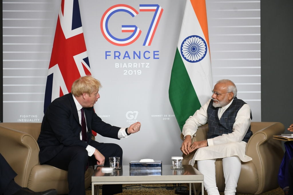 Prime Minister Boris Johnson meets with Prime Minister of India Narendra Modi back in 2019. (Photo by Stefan Rousseau - Pool/Getty Images)