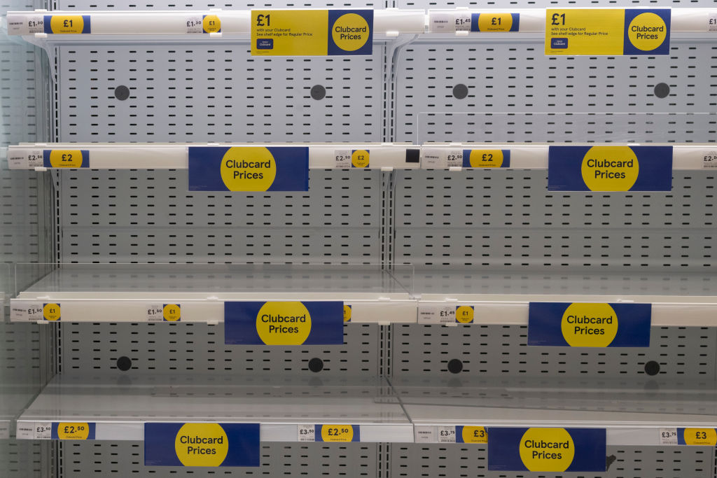 Empty supermarket shelves   