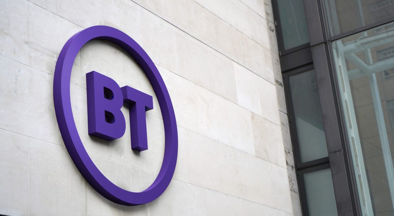 BT said it was on track for full-year targets as it pushes ahead with a major broadband rollout 