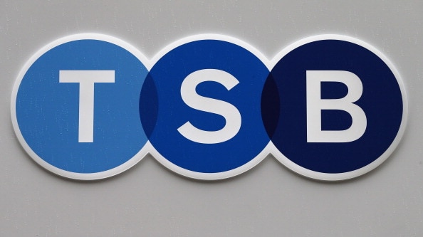 LONDON, ENGLAND - SEPTEMBER 09: The logo of TSB (The Trustee Savings Bank) is pictured as it re-opens on September 9, 2013 in London, England. To meet competition rules set by the European Commission, owners Lloyds Banking Group have disposed of a number of branches that will open as the TSB. (Photo by Peter Macdiarmid/Getty Images)