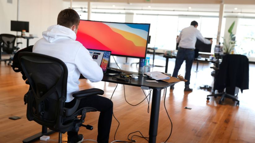 Employees Of San Francisco Startup Company Head Back To Work In Their Offices