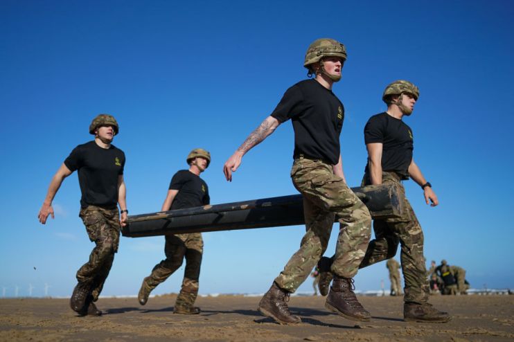Soldiers Conduct Physical Training On Saltburn Beach