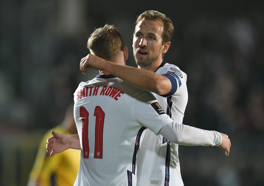 Harry Kane (right) scored four against San Marino as England secured their place at the Qatar 2022 World Cup