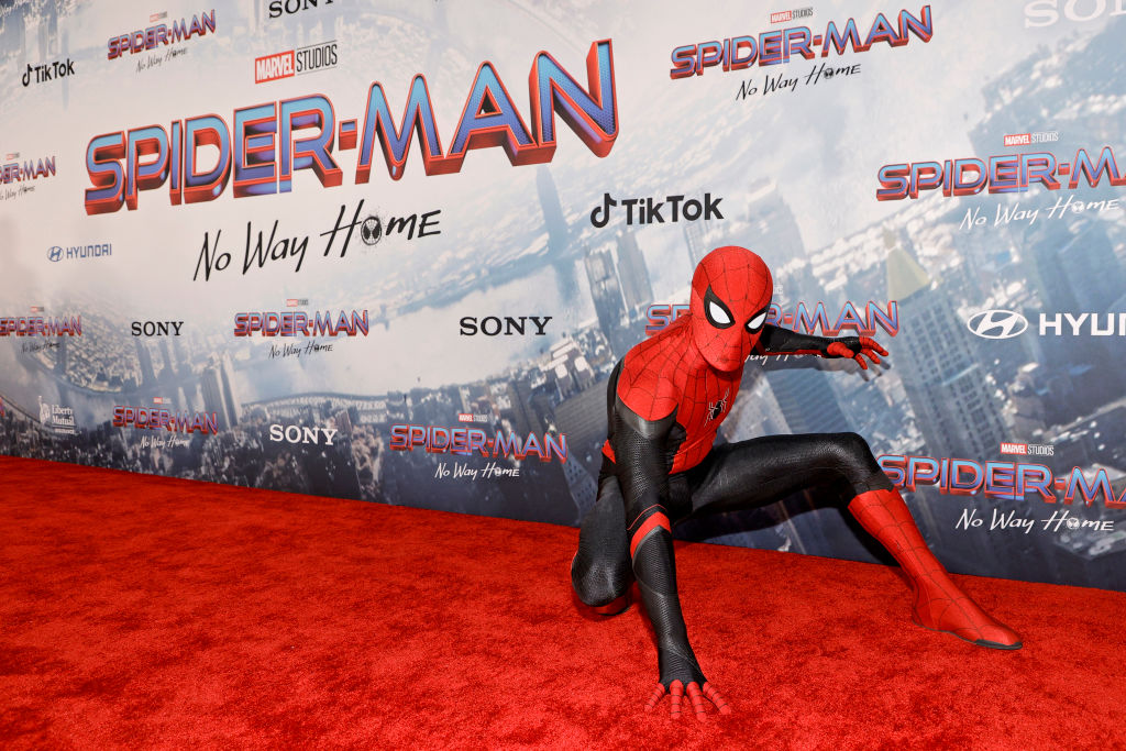 LOS ANGELES, CALIFORNIA - DECEMBER 13: A fan is cosplay is seen at Sony Pictures' "Spider-Man: No Way Home" Los Angeles Premiere on December 13, 2021 in Los Angeles, California. (Photo by Amy Sussman/Getty Images)