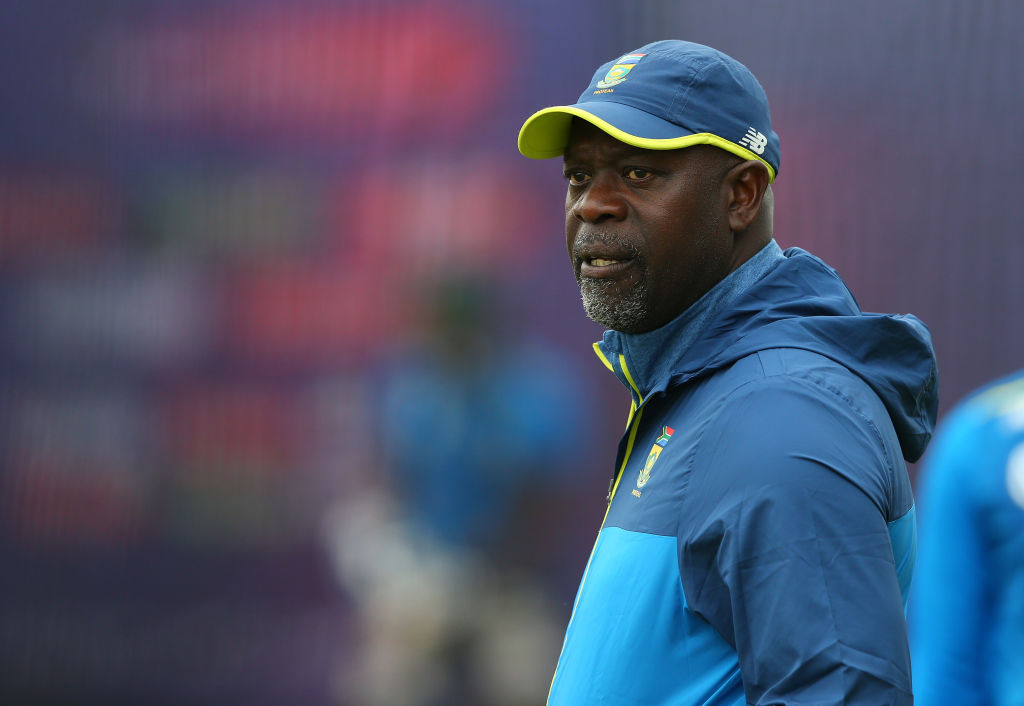 MANCHESTER, ENGLAND - JULY 04:   Ottis Gibson the coach of South Africa looks on during a training session at Old Trafford during the ICC Cricket World Cup on July 04, 2019 in Manchester, England. (Photo by Alex Livesey/Getty Images)