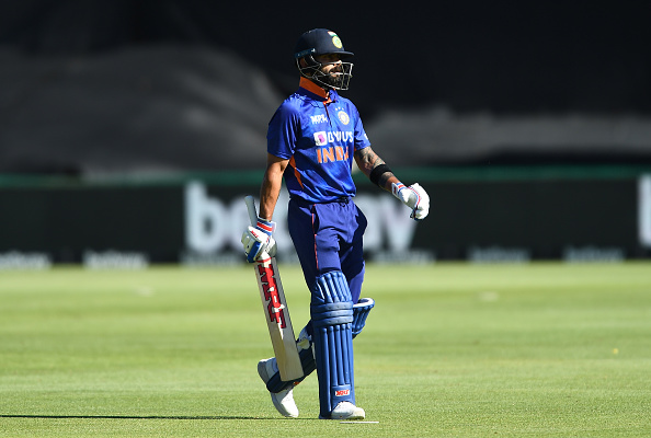 PAARL, SOUTH AFRICA - JANUARY 19: Virat Kohli of India during the 1st Betway One Day International match between South Africa and India at Eurolux Boland Park on January 19, 2022 in Paarl, South Africa.  (Photo by Ashley Vlotman/Gallo Images/Getty Images)