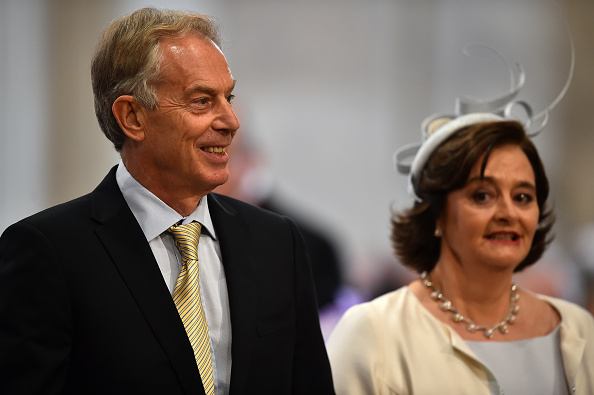 LONDON, ENGLAND - JUNE 10:  Former British Prime Minister Tony Blair and his wife Cherie Blair arrive for a service of thanksgiving for Queen Elizabeth II's 90th birthday at St Paul's cathedral on June 10, 2016 in London, United Kingdom. (Photo by Ben Stansall - WPA Pool/Getty Images)