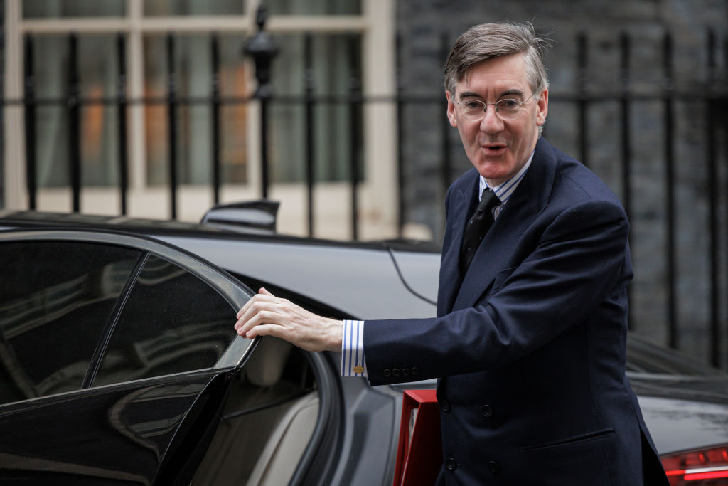 LONDON, ENGLAND - FEBRUARY 08: Leader of the House of Commons Jacob Rees-Mogg arrives at Downing Street on February 08, 2022 in London, England. (Photo by Rob Pinney/Getty Images)