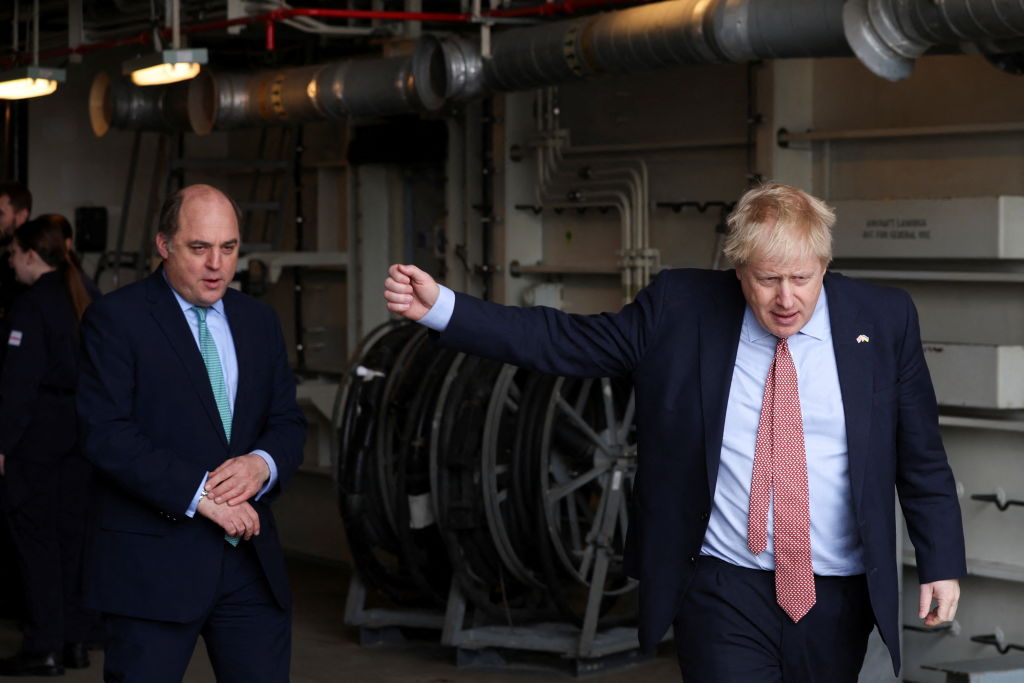 Boris Johnson Visits A Merseyside Dockyard