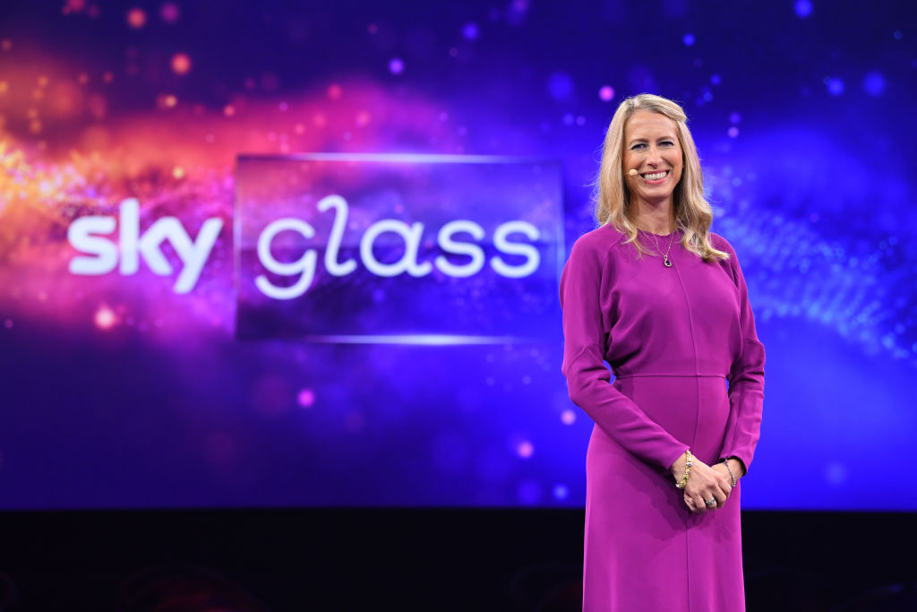 LONDON, ENGLAND - OCTOBER 06: Dana Strong, Sky Group CEO at the launch of Sky Glass, the new streaming TV with Sky inside on October 06, 2021 in London, England. (Photo by Joe Maher/Getty Images for Sky )