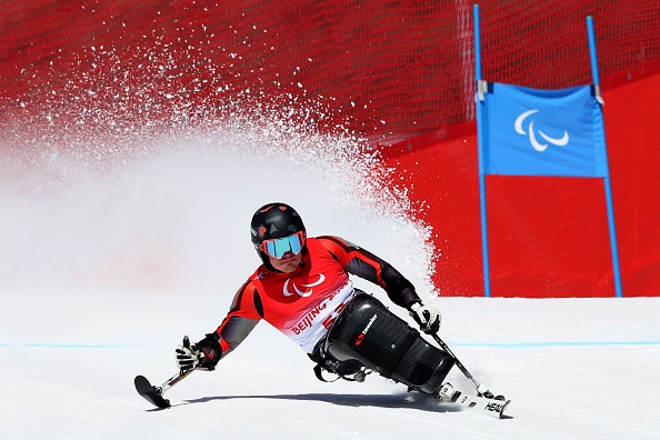 YANQING, CHINA - MARCH 01: Jesper Pedersen of Team Norway competes during a training session for the Men's Downhill Sitting ahead of the Beijing 2022 Winter Paralympics at National Alpine Ski Centre on March 01, 2022 in Yanqing, China. (Photo by Alexander Hassenstein/Getty Images)