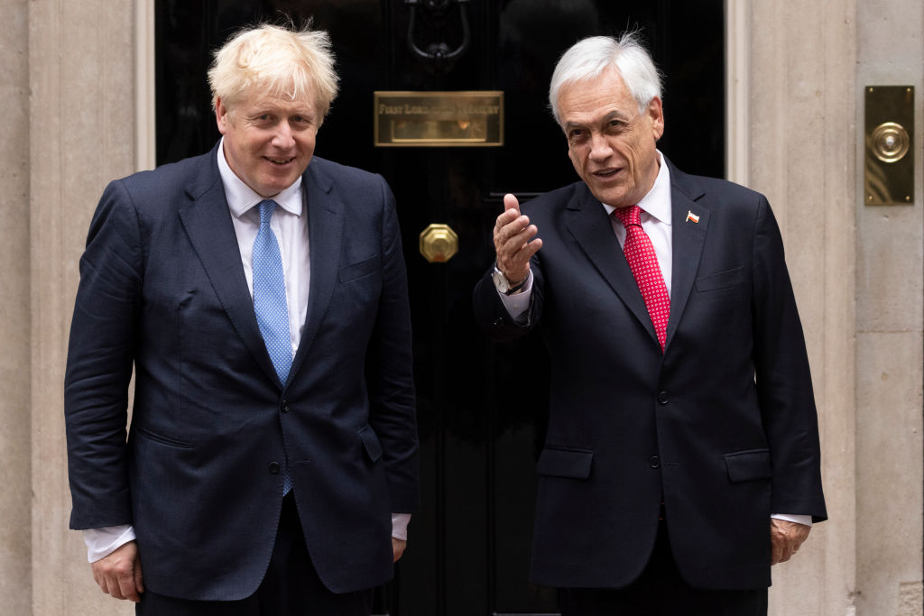 The President of Chile, Sebastian Pinera, stands with British Prime Minister Boris Johnson outside 10 Downing Street. Chile and the UK have a strong trade relationship. (Photo by Dan Kitwood/Getty Images)