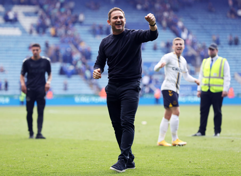 Everton manager Frank Lampard saw his team climb out of the Premier League relegation zone with a 2-1 win at Leicester on Sunday