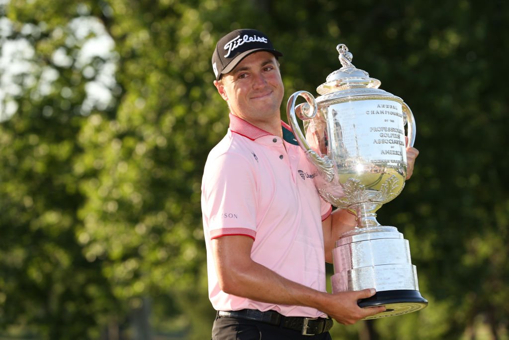 Justin Thomas claimed his second major title with a play-off win over Will Zalatoris at the US PGA Championship on Sunday