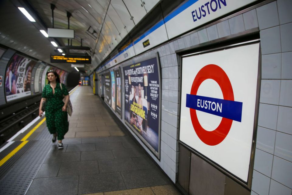 A passenger walks at Euston underground station platform. (Photo by Dinendra Haria/SOPA Images/LightRocket via Getty Images)
