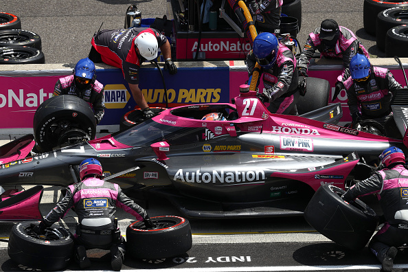 INDIANAPOLIS, INDIANA - JULY 04:  Alexander Rossi, driver of the #27 AutoNation / NAPA AUTO PARTS Andretti Autosport Honda, pits during the NTT IndyCar Series GMR Grand Prix at Indianapolis Motor Speedway on July 04, 2020 in Indianapolis, Indiana. (Photo by Jamie Squire/Getty Images)
