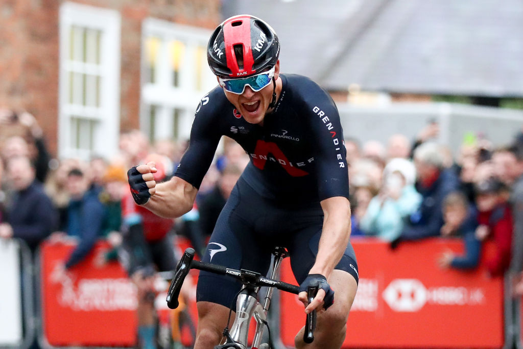 LINCOLN, ENGLAND - OCTOBER 17: Ben Swift of Team Ineos Grenadiers celebrates after winning the Men's HSBC UK National Road Championships on October 17, 2021 in Lincoln, England. (Photo by George Wood/Getty Images)