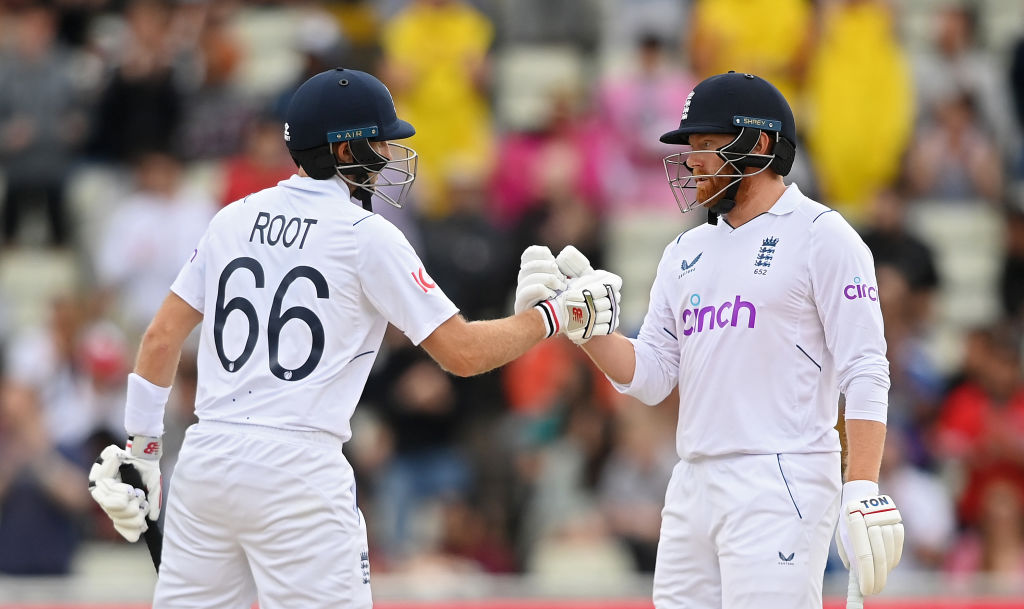 Joe Root and Jonny Bairstow sone for England as they completed a record Test chase against India yesterday. 