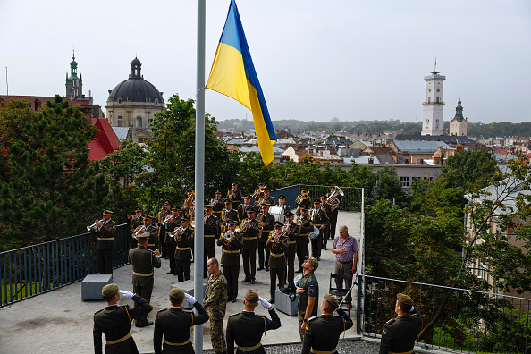 Flag Raising At Heroes Of The Heavenly Hundred Memorial In Lviv