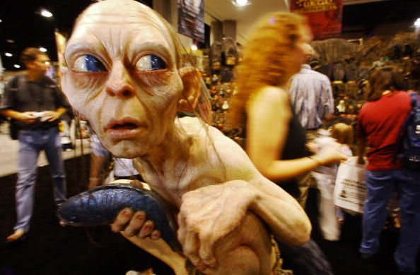 SAN DIEGO, CA - JULY 18:  A wax version of Gollum from "The Lord of the Rings"  sits on display at the Comic-Con International Convention being held at the San Diego Convention Center July 18, 2003 in San Diego, California. The four-day event, which bills itself as America's largest comic book and pop culture convention, runs through July 20 and features well-known comic publishers and creators.  (Photo by Sandy Huffaker/Getty Images)