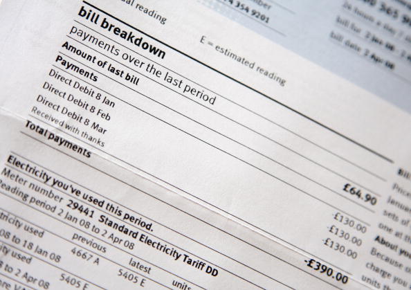 BRISTOL, UNITED KINGDOM - OCTOBER 06:  In this photo illustration a domestic energy bill is seen in a home on October 6, 2008 in Bristol, England. The energy company regulator Ofgem has warned in a report published today that energy companies in the UK are not offering customers true competitiveness and are concerned that some consumers - such as those living in remote areas, or on pre-payment meters - had no choice but to pay more for their energy. The hard-hitting report coincides with a judicial review due to open in the High Court in which the UK Government is accused of failing in its legal duty to tackle fuel poverty among poorer households.  (Photo by Matt Cardy/Getty Images)