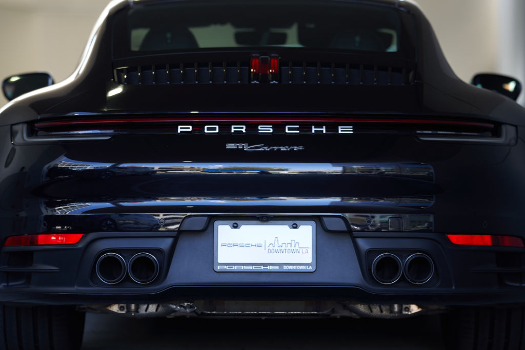Posche’s stocks made a strong start on Thursday, climbing as high as 5 per cent following the luxury car maker’s €75bn (£67bn) Frankfurt IPO.(Photo by Allison Dinner/Getty Images)
