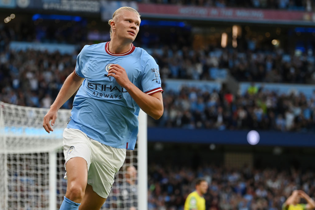 Manchester City striker Erling Haaland has scored nine goals in his first five Premier League games