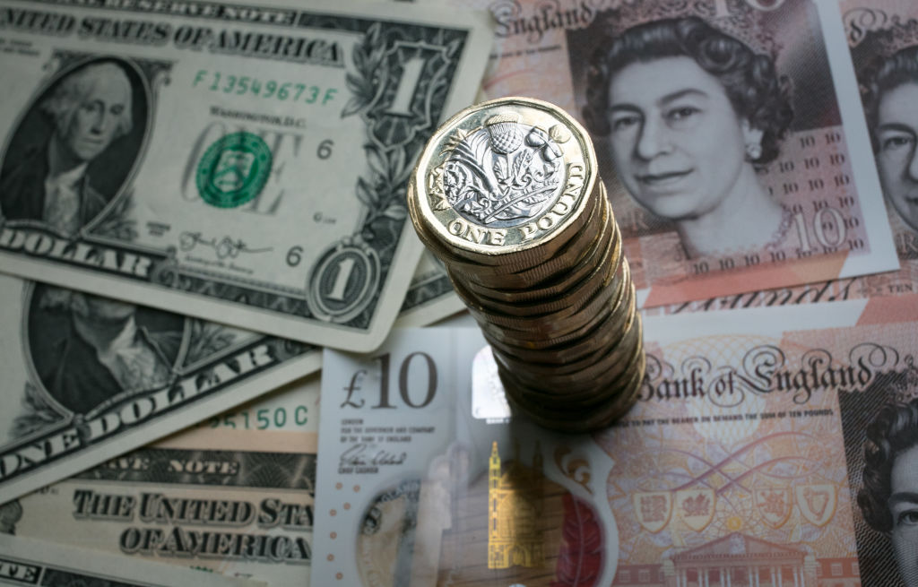 Sterling fell to $1.1406 briefly today, marking another dismal milestone for the currency. The last time the pound fell that low was when Margaret Thatcher was prime minister (Photo Illustration by Matt Cardy/Getty Images)