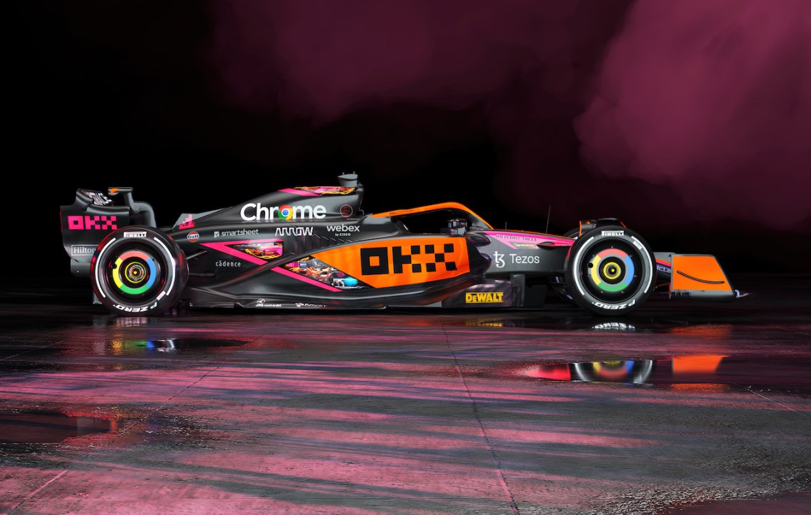 McLaren and OKX have partnered to produce a new livery for their Formula 1 car to be used at the Singapore and Japanese Grands Prix