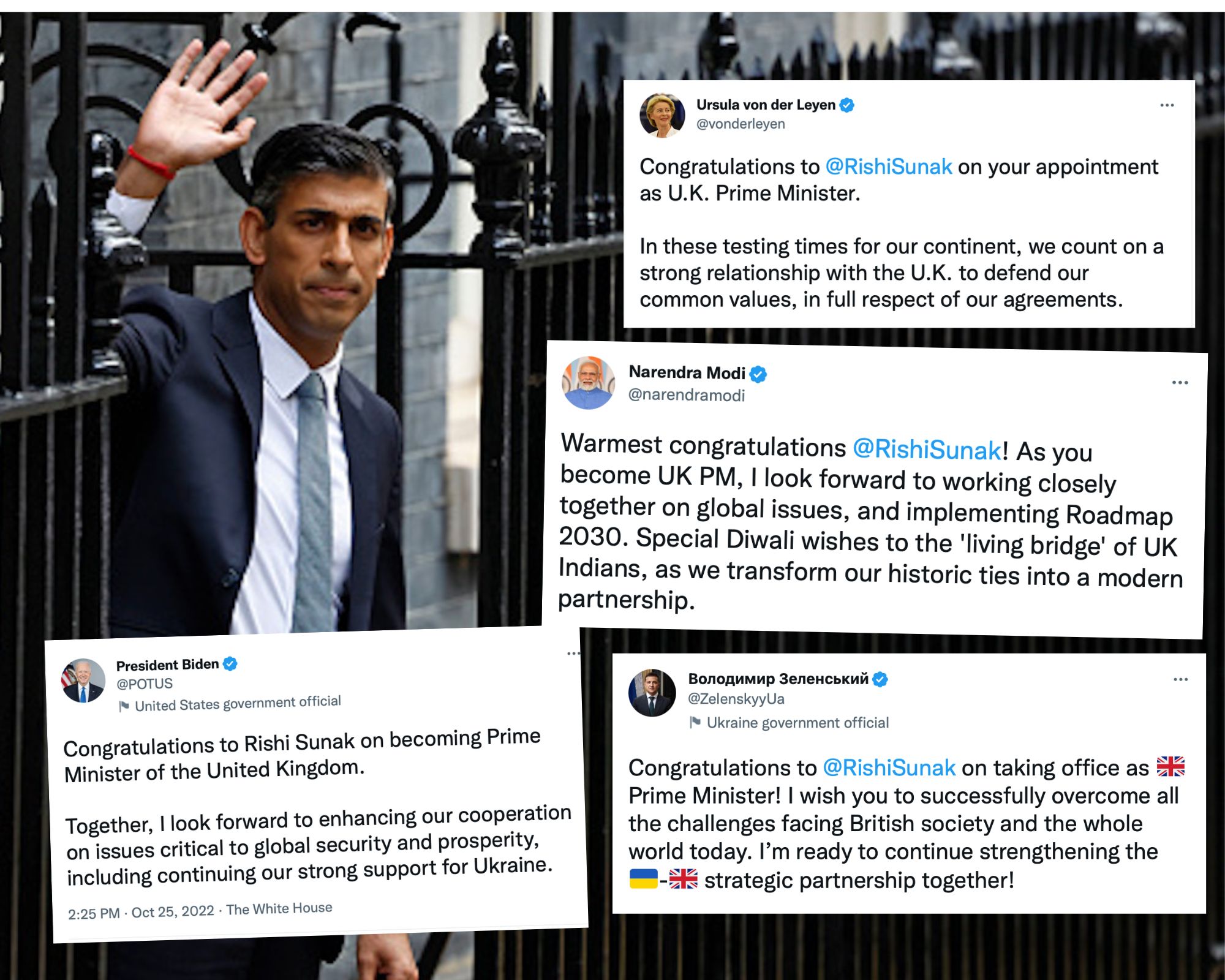 Modi, Biden, Zelensky and Macron lead global congratulations for PM Rishi  Sunak