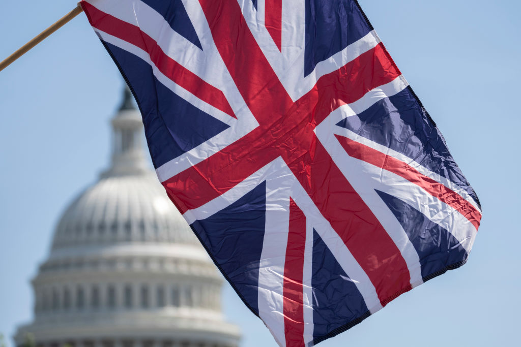 WASHINGTON, DC - SEPTEMBER 9: Union Jack flags, the national flag of the United Kingdom, fly along Pennsylvania Avenue near the U.S. Capitol in honor of the passing of Queen Elizabeth II, September 9, 2022 in Washington, DC. Elizabeth Alexandra Mary Windsor was born in Bruton Street, Mayfair, London on 21 April 1926. She married Prince Philip in 1947 and acceded to the throne of the United Kingdom and Commonwealth on 6 February 1952 after the death of her Father, King George VI. Queen Elizabeth II died at Balmoral Castle in Scotland on September 8, 2022, and is survived by her four children, Charles, Prince of Wales, Anne, Princess Royal, Andrew, Duke Of York and Edward, Duke of Wessex.  (Photo by Drew Angerer/Getty Images)