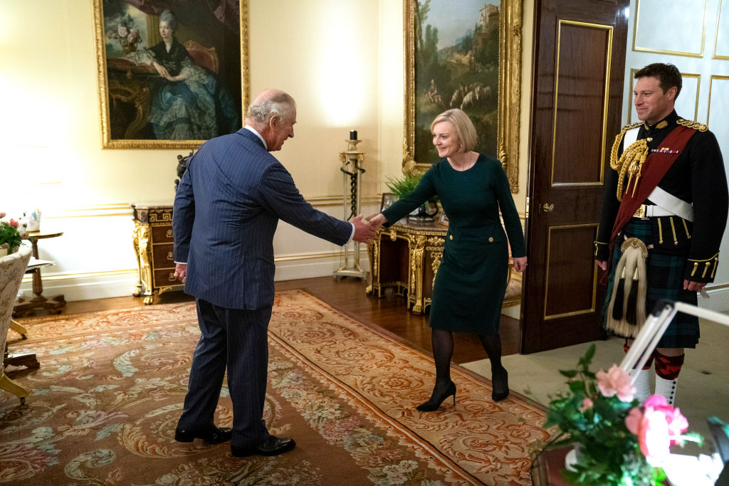 King Charles III meets Prime Minister Liz Truss during their weekly audience at Buckingham Palace . (Photo by Kirsty O'Connor - WPA Pool/Getty Images)