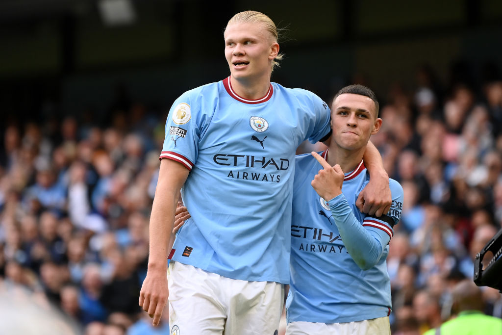 Erling Haaland and Phil Foden scored hat-tricks as Manchester City thrashed their neighbours