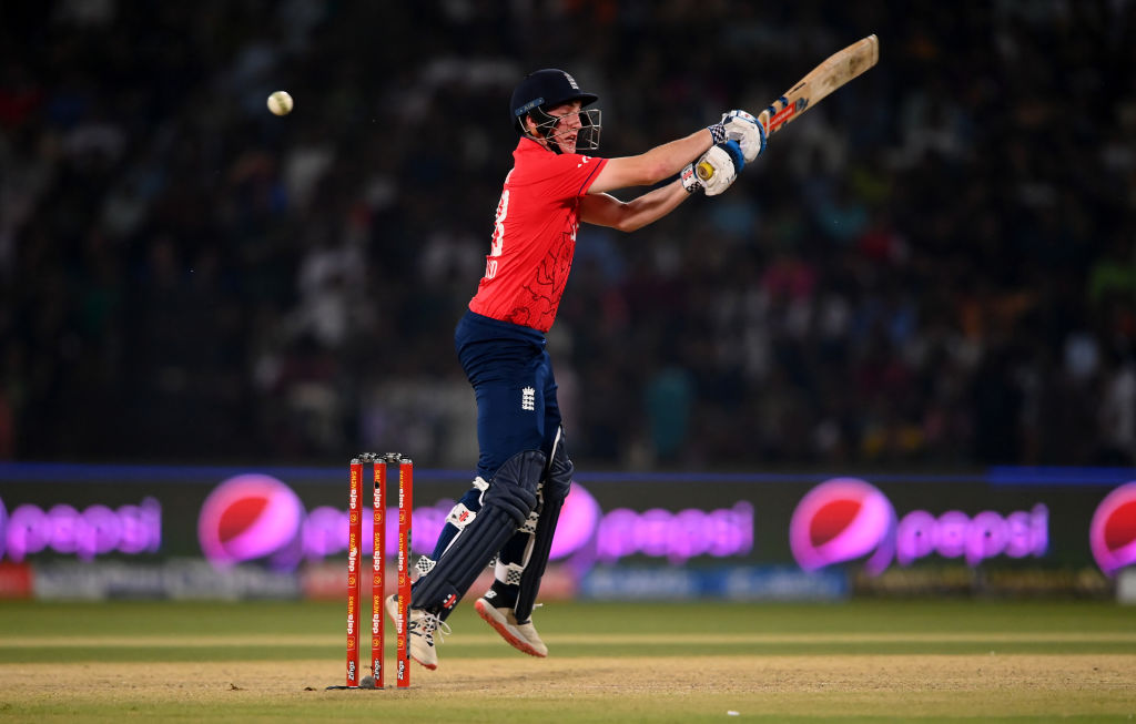 LAHORE, PAKISTAN - OCTOBER 02: Harry Brook of England bats during the 7th IT20 match between Pakistan and England at Gaddafi Stadium on October 02, 2022 in Lahore, Pakistan. (Photo by Alex Davidson/Getty Images)
