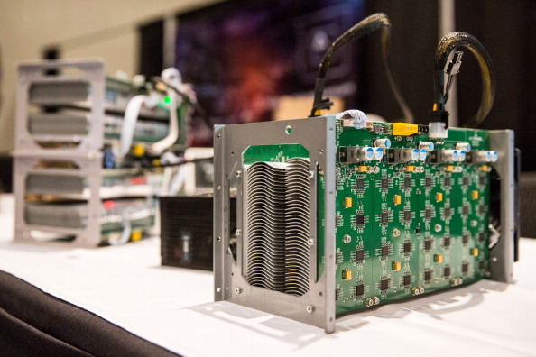 NEW YORK, NY - APRIL 07:  Bitcoin mining hardware is displayed at a Bitcoin conference on at the Javits Center April 7, 2014 in New York City. Topics included market places to trade bitcoin, mining hardware to harvest bitcoins and digital wallets to store bitcoins. Bitcoin is one of the most popular of over one hundred digital currencies that have recently come into popularity.  (Photo by Andrew Burton/Getty Images)