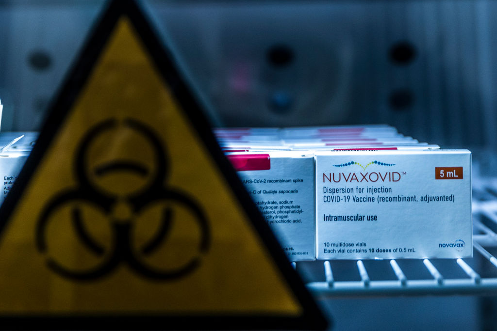 Novavax's Covid-19 vaccine in fridge storage. (Photo by Carsten Koall/Getty Images)