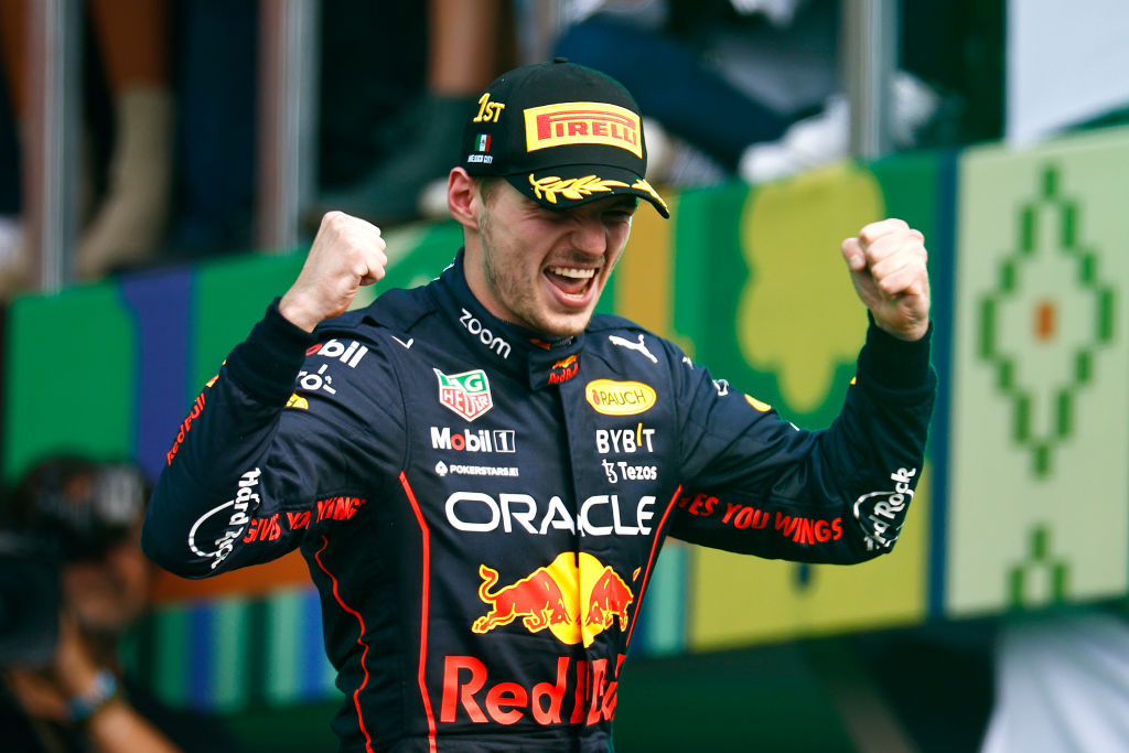Max Verstappen celebrating his formula 1 win in Mexico City